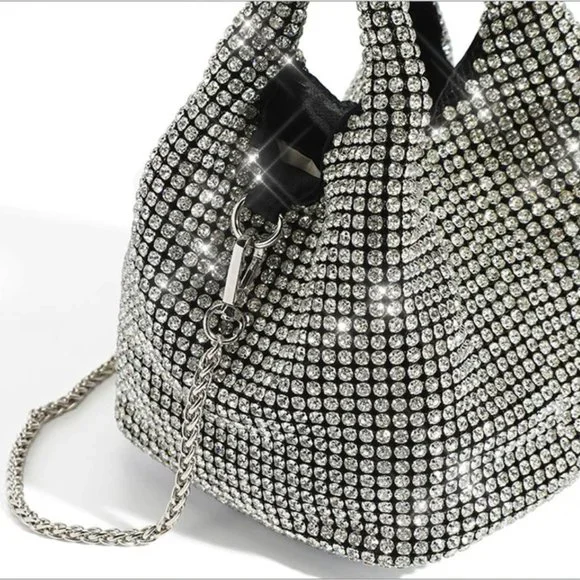 NWT Sparkling Bling SwarovskI Crystal Rhinestone Bucket Bag Shoulder Pur… - Picture 9 of 17